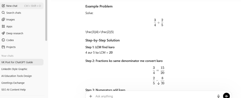 ChatGPT helping student with homework