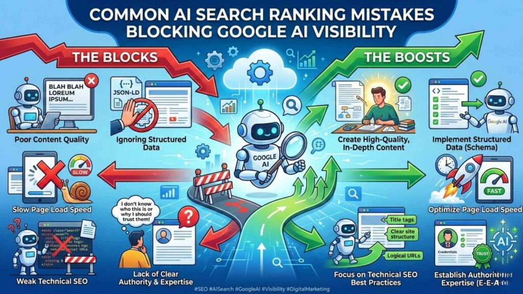 common AI search ranking mistakes blocking Google AI visibility