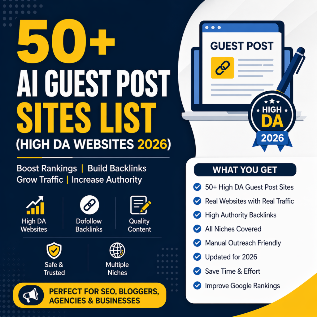 50+ AI Guest Post Sites List (High DA Websites 2026)