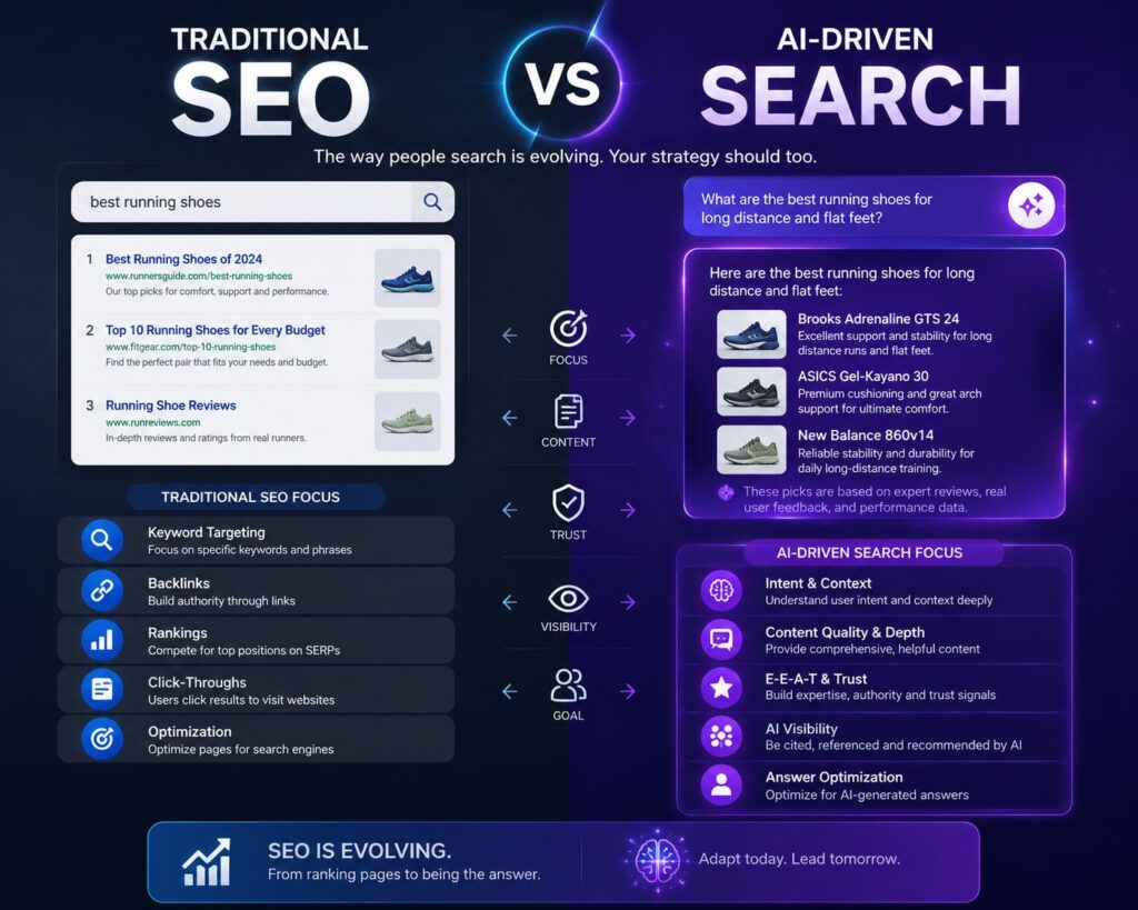 Comparison between traditional SEO rankings